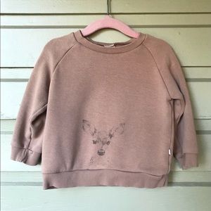 Korean Subtle Deer Print Sweatshirt Tan Brown 2-3T